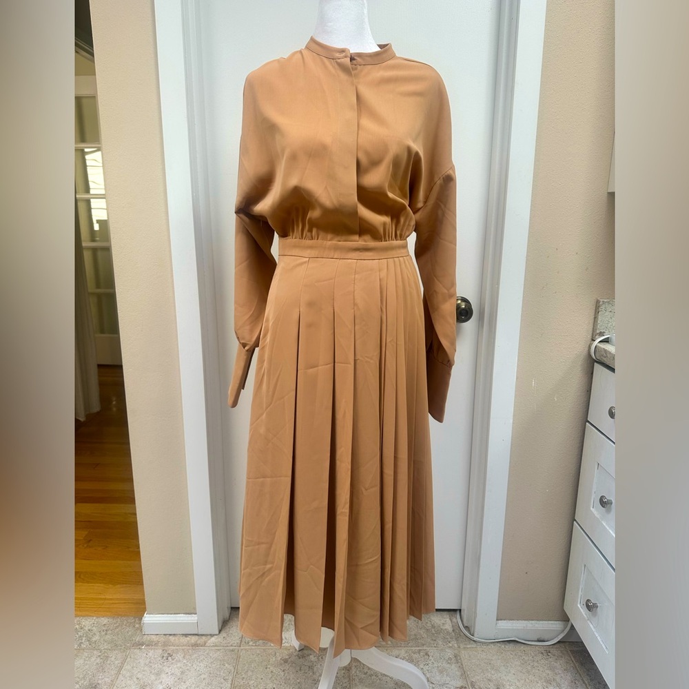 Elegant Tan/Camel Midi Dress